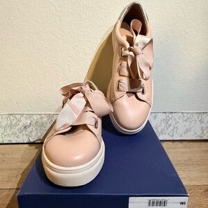 Women’s Caslon Pink Leather Platform Sneakers - Ribbon Lace Size 9